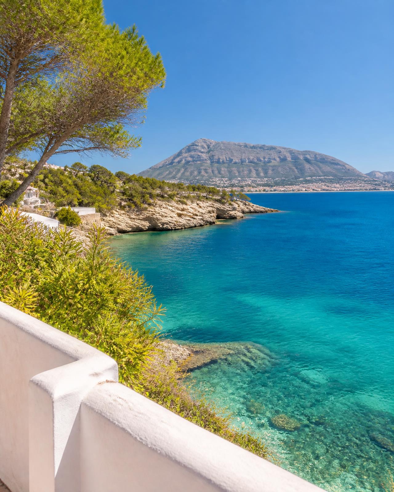 The Jávea coastline with Montgó rising over a turquoise bay